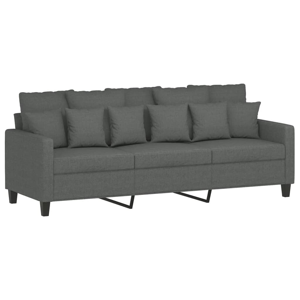 3-Sitzer-Sofa mit Hocker Dunkelgrau 180 cm Stoff