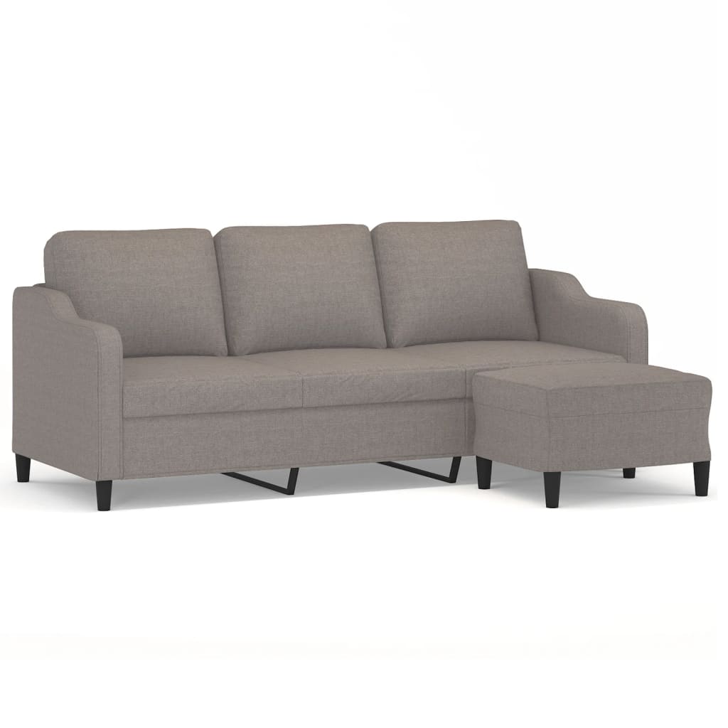 3-Sitzer-Sofa mit Hocker Taupe 180 cm Stoff