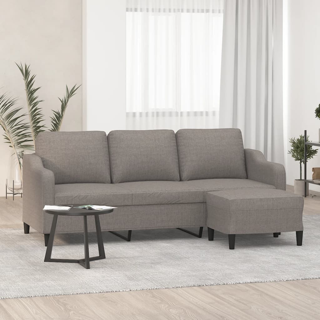 3-Sitzer-Sofa mit Hocker Taupe 180 cm Stoff