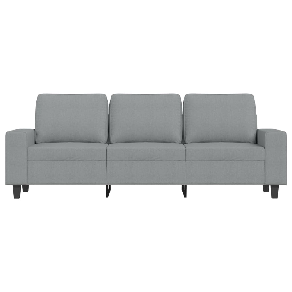 3-Sitzer-Sofa mit Hocker Hellgrau 180 cm Stoff