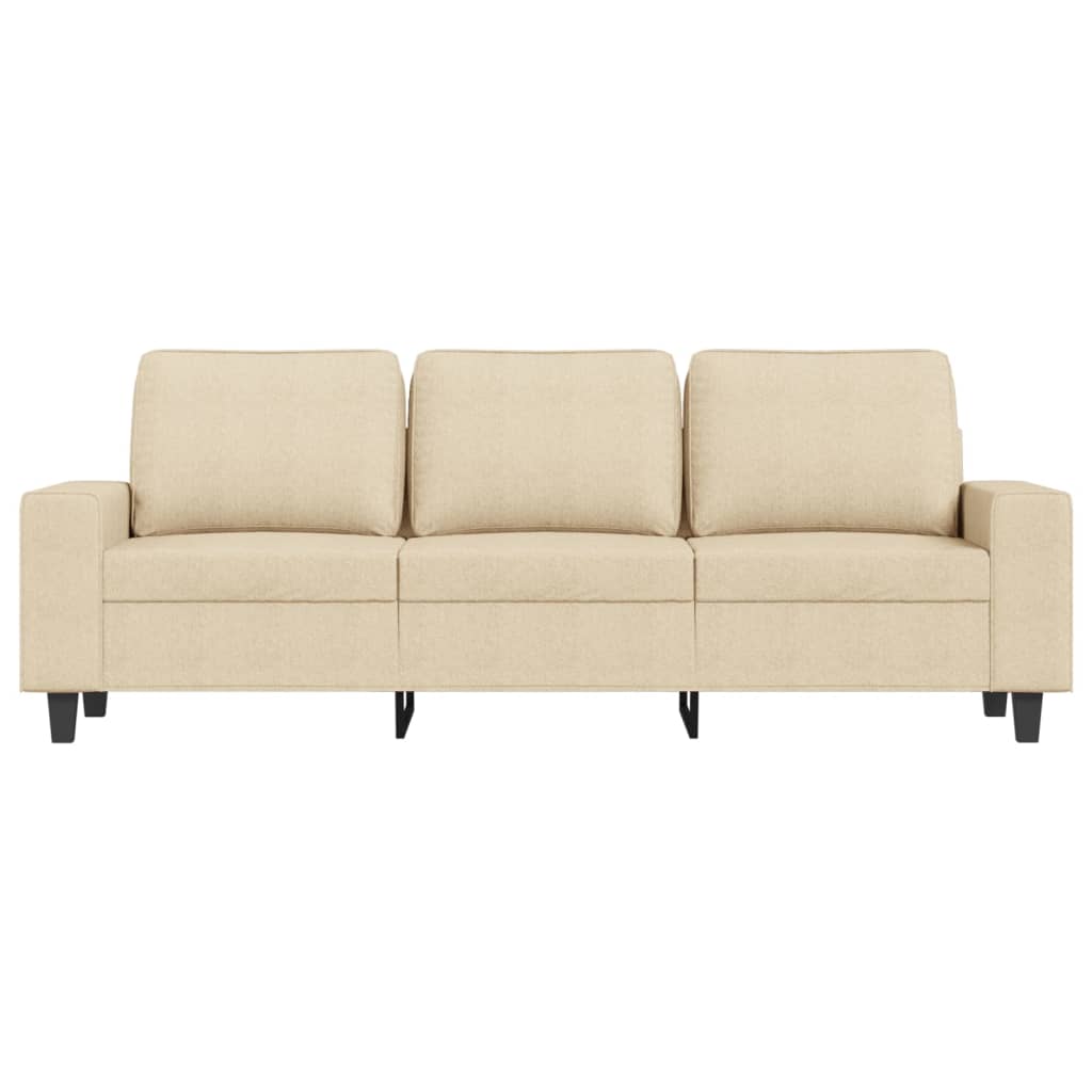 3-Sitzer-Sofa mit Hocker Creme 180 cm Stoff