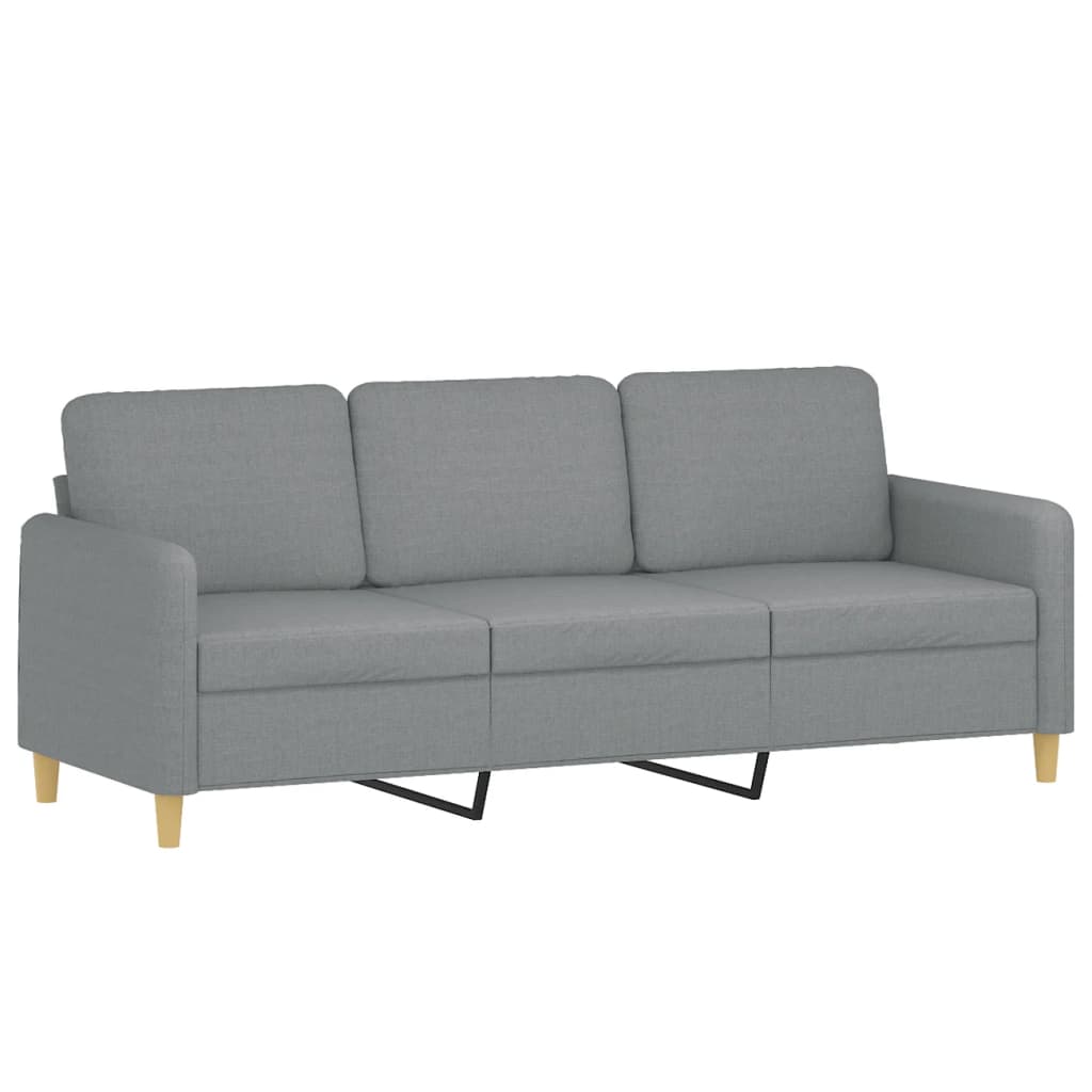 3-Sitzer-Sofa mit Hocker Hellgrau 180 cm Stoff