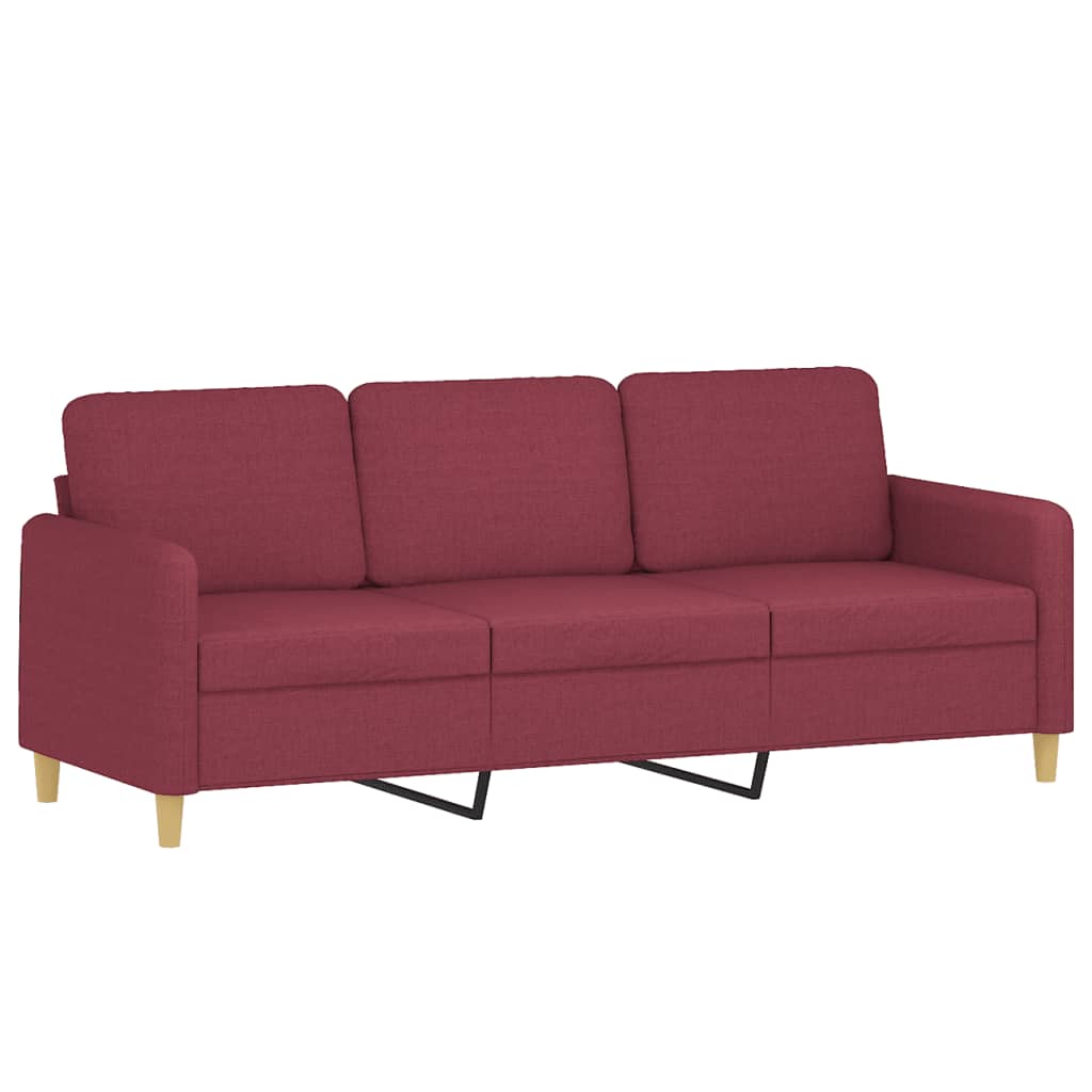 3-Sitzer-Sofa mit Hocker Weinrot 180 cm Stoff