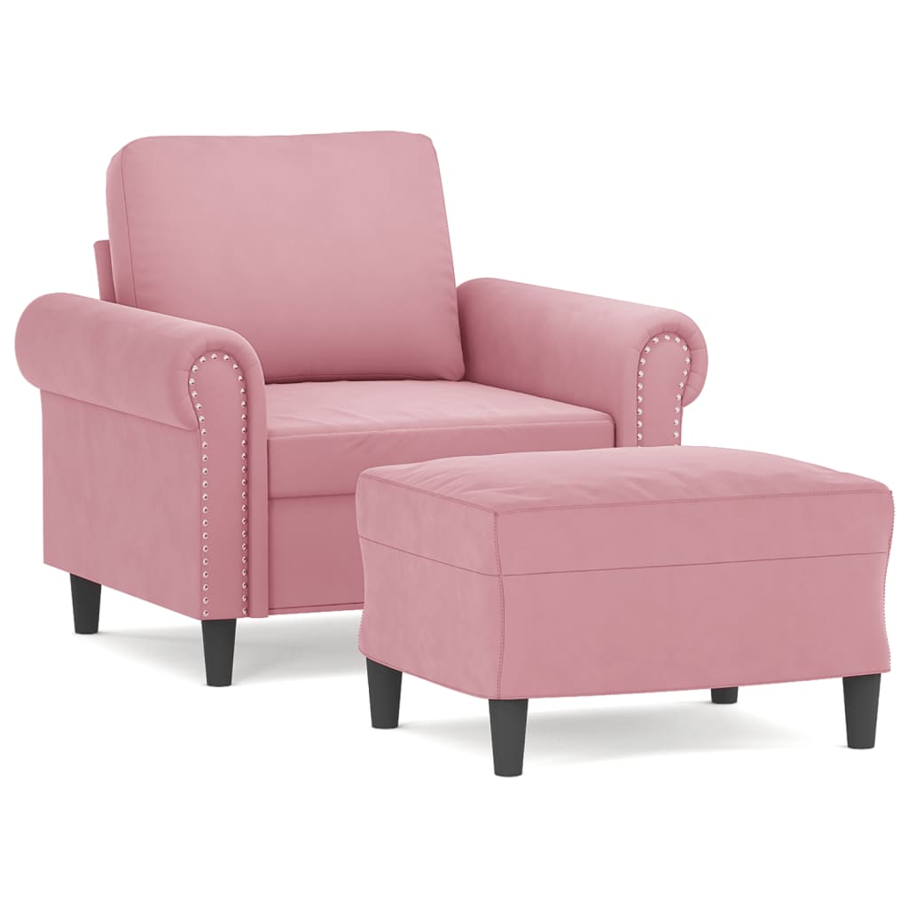 Sessel mit Hocker Rosa 60 cm Samt