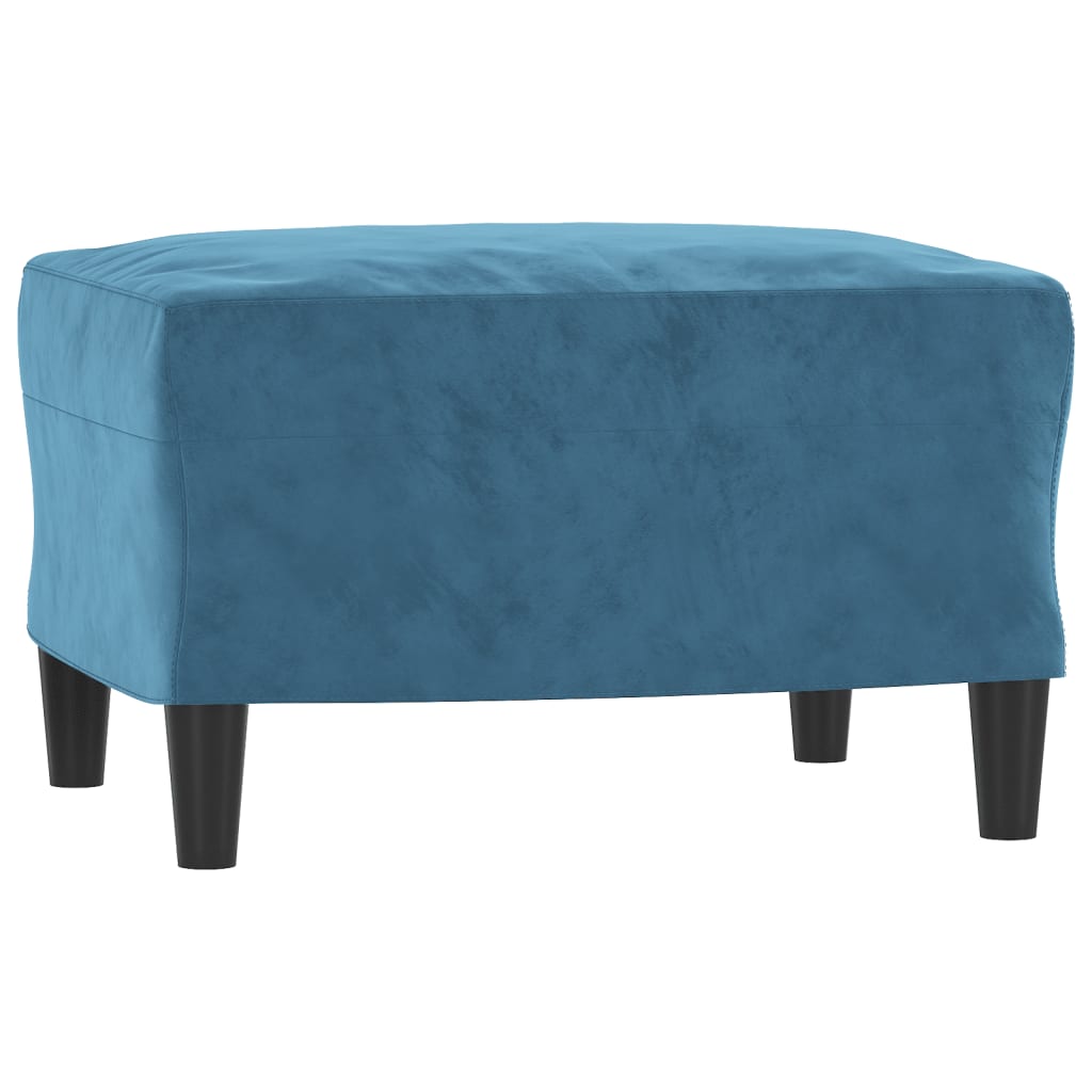 3-Sitzer-Sofa mit Hocker Blau 180 cm Samt