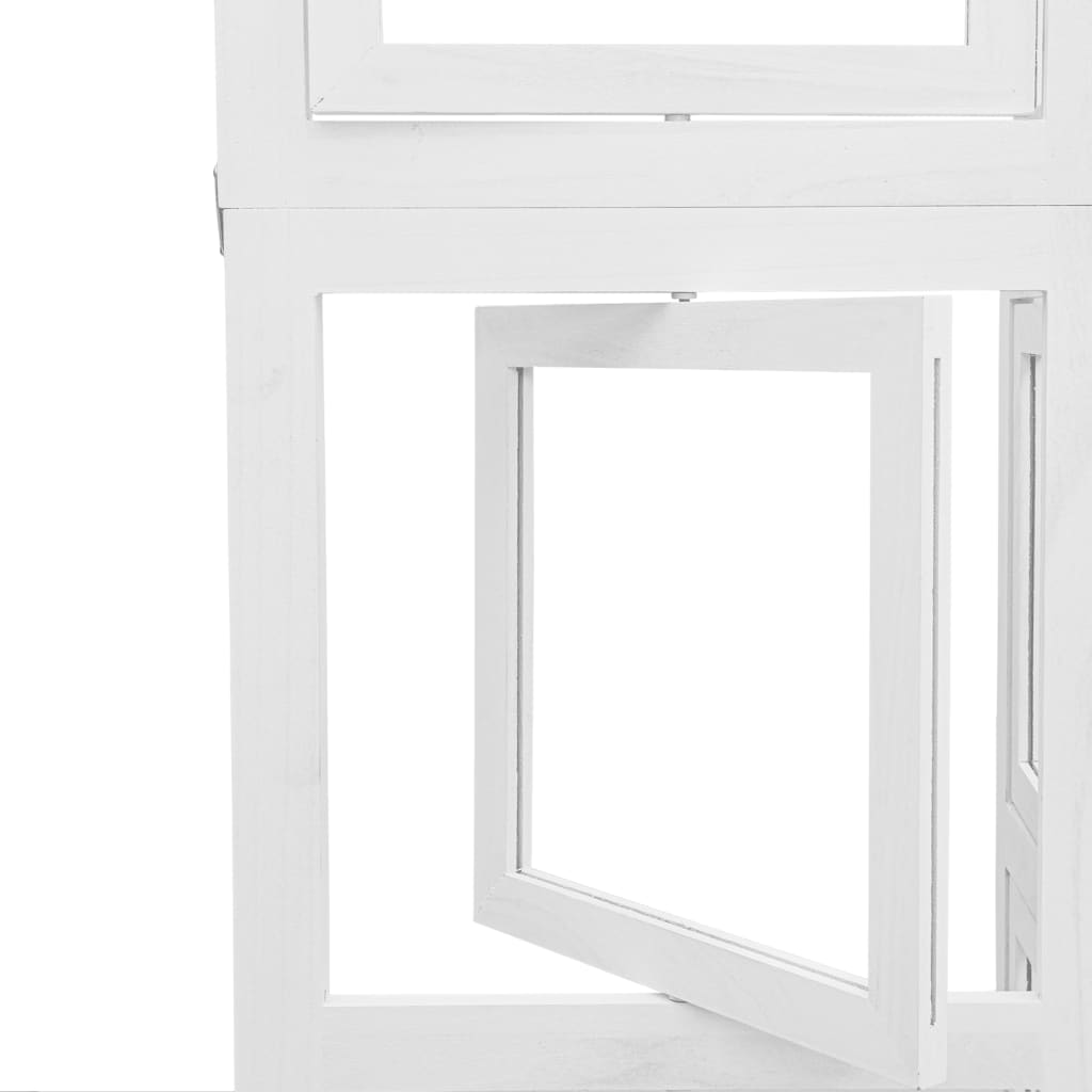3-tlg. Raumteiler Weiß Massivholz Paulownia