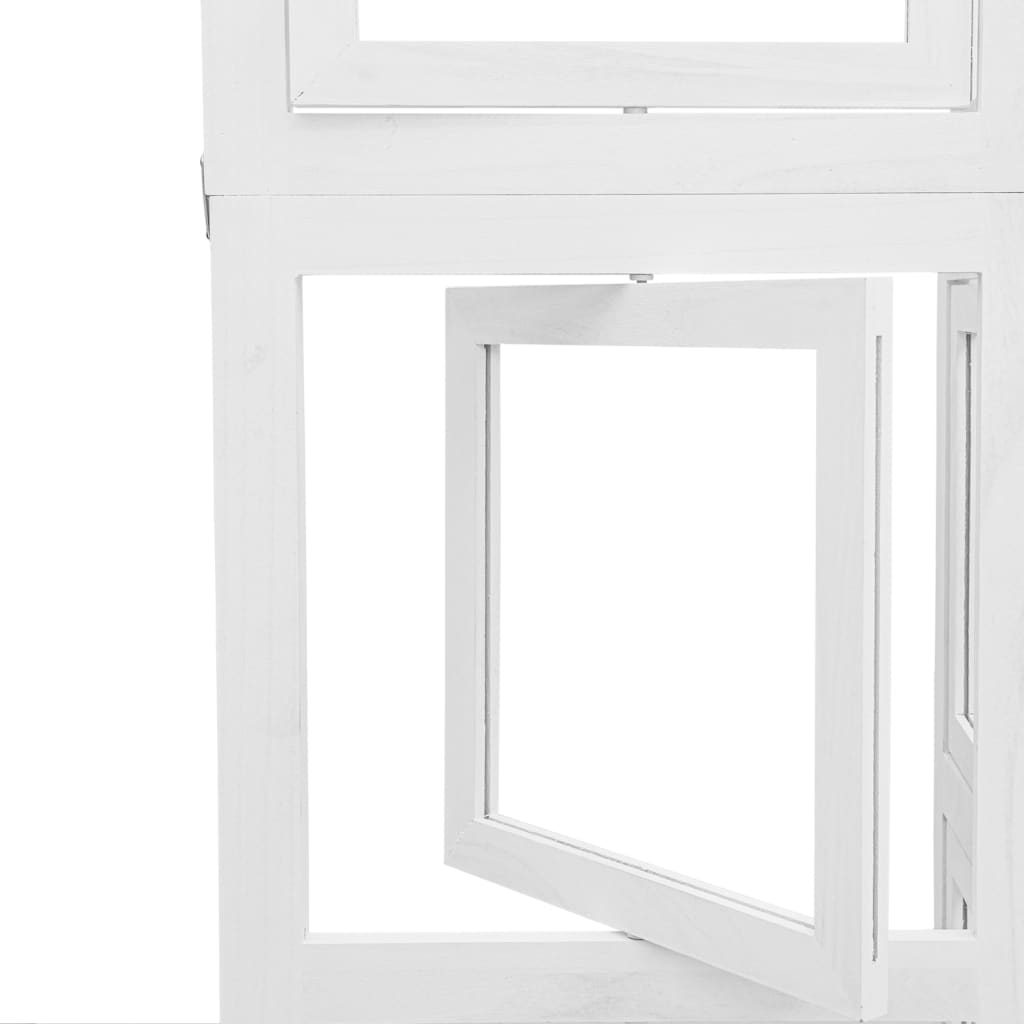 5-tlg. Raumteiler Weiß Massivholz Paulownia