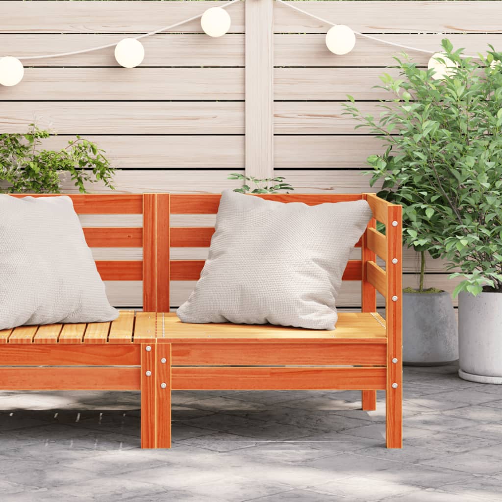 Garten-Ecksofa Wachsbraun Massivholz Kiefer