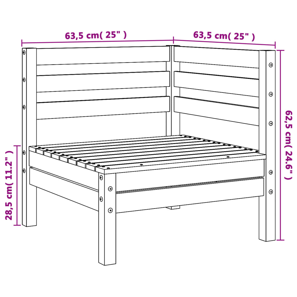 Garten-Ecksofa Wachsbraun Massivholz Kiefer