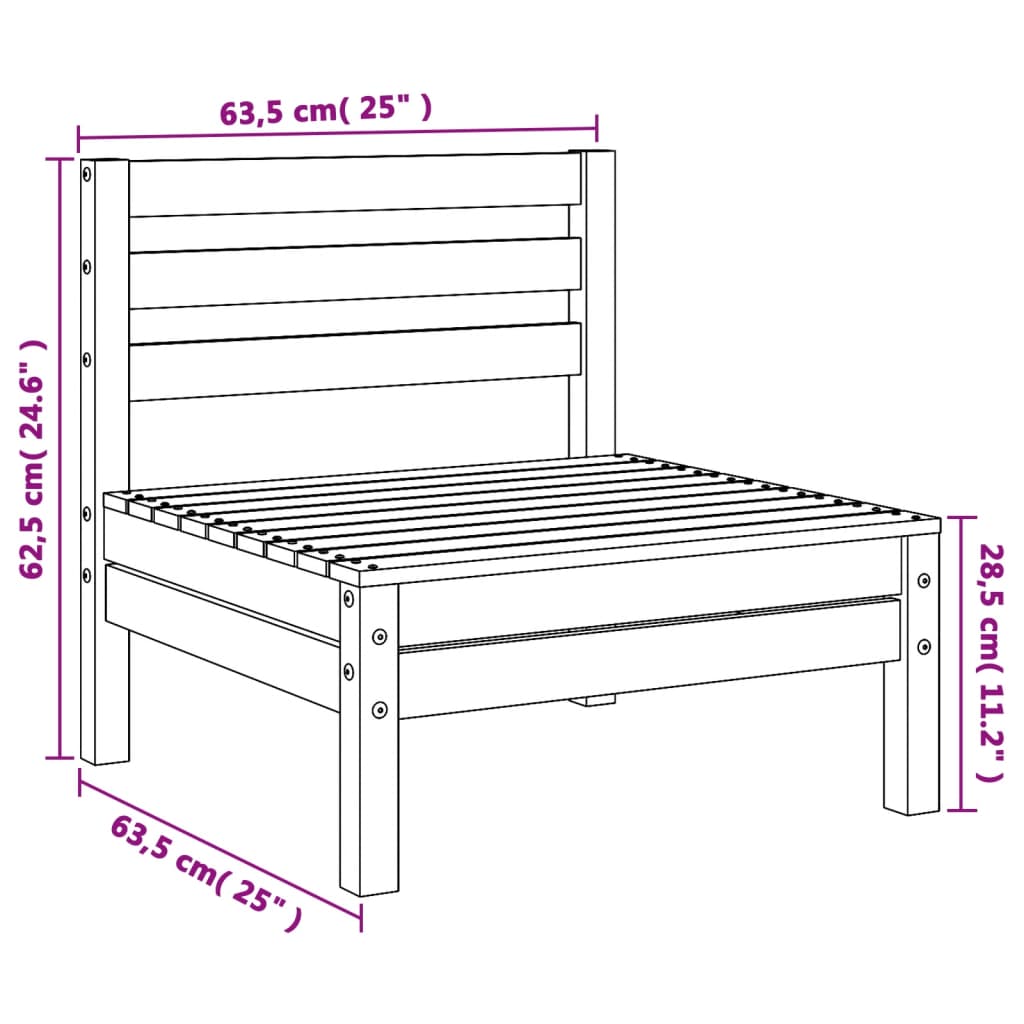 Gartensofa ohne Armlehnen Massivholz Douglasie