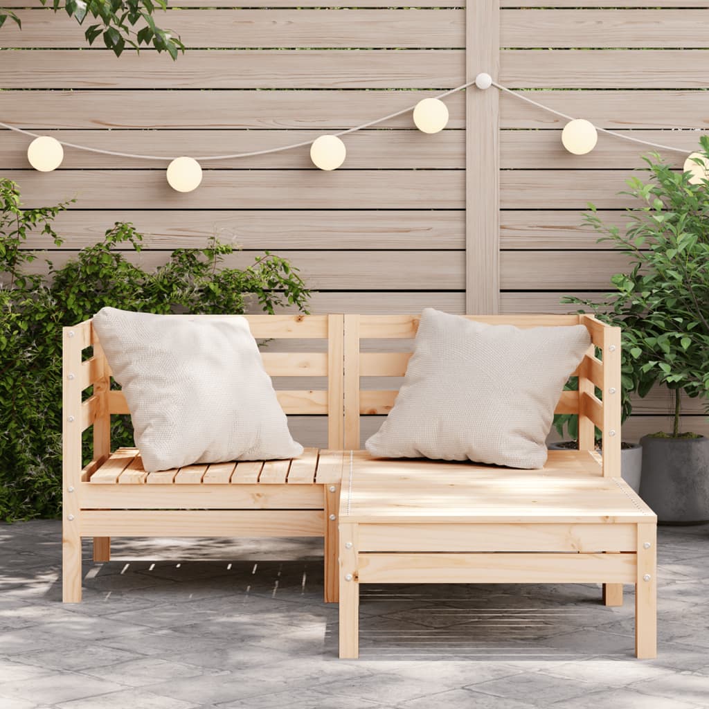 Gartensofa 2-Sitzer mit Hocker Massivholz Kiefer