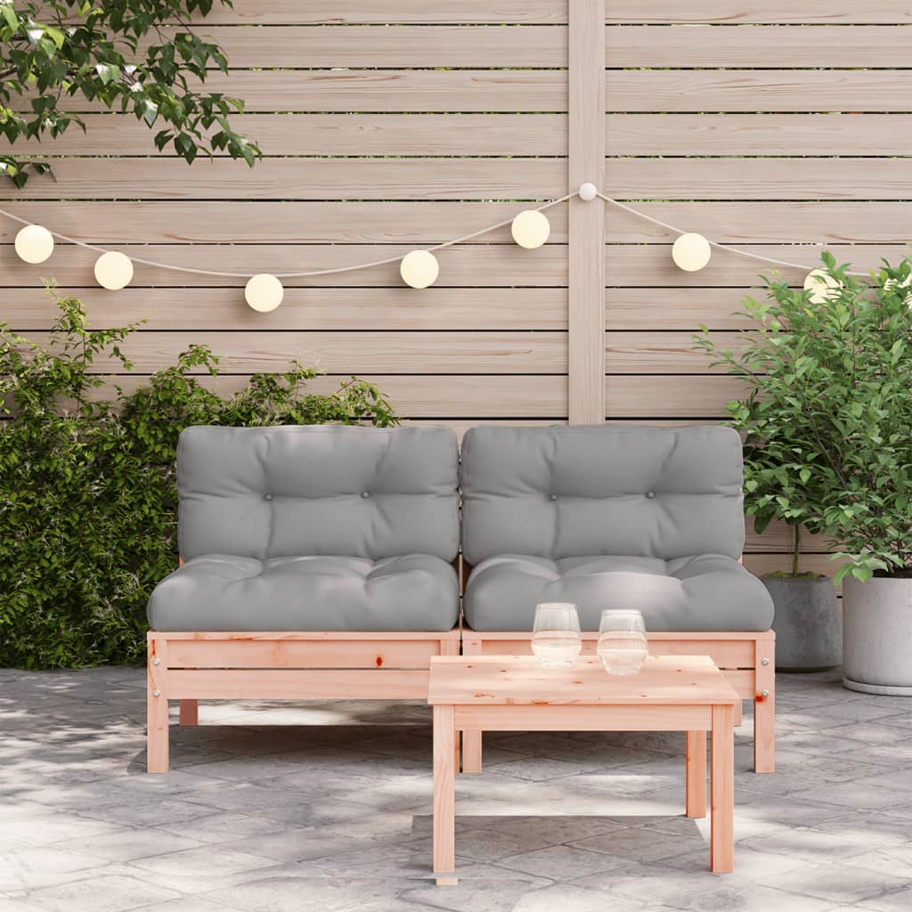 Gartensofa ohne Armlehnen mit Kissen 2Stk. Massivholz Douglasie