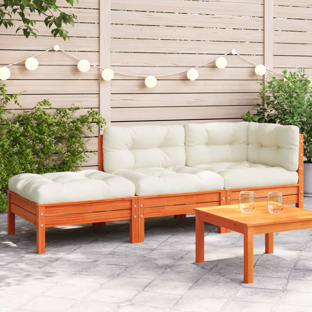 Gartensofa mit Kissen und Hocker 2-Sitzer