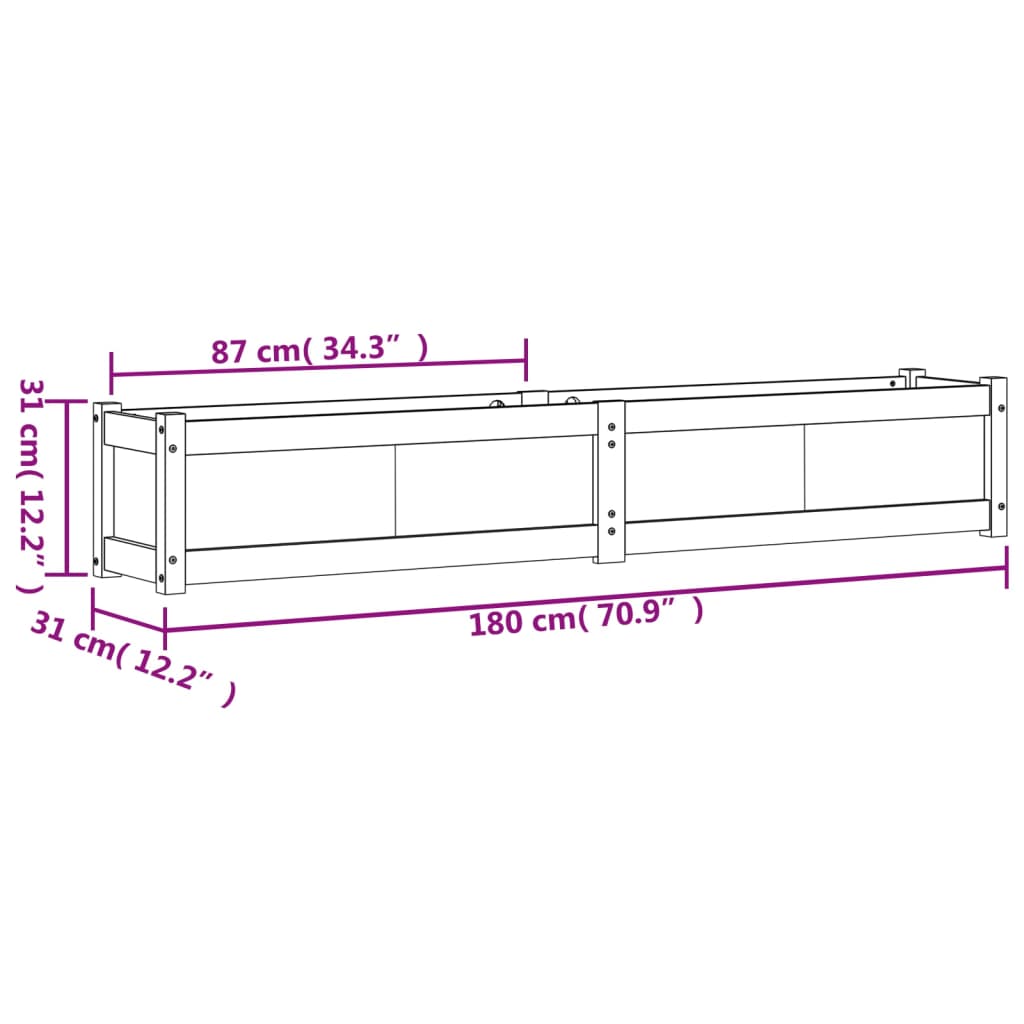 Pflanzkübel 180x31x31 cm Massivholz Douglasie