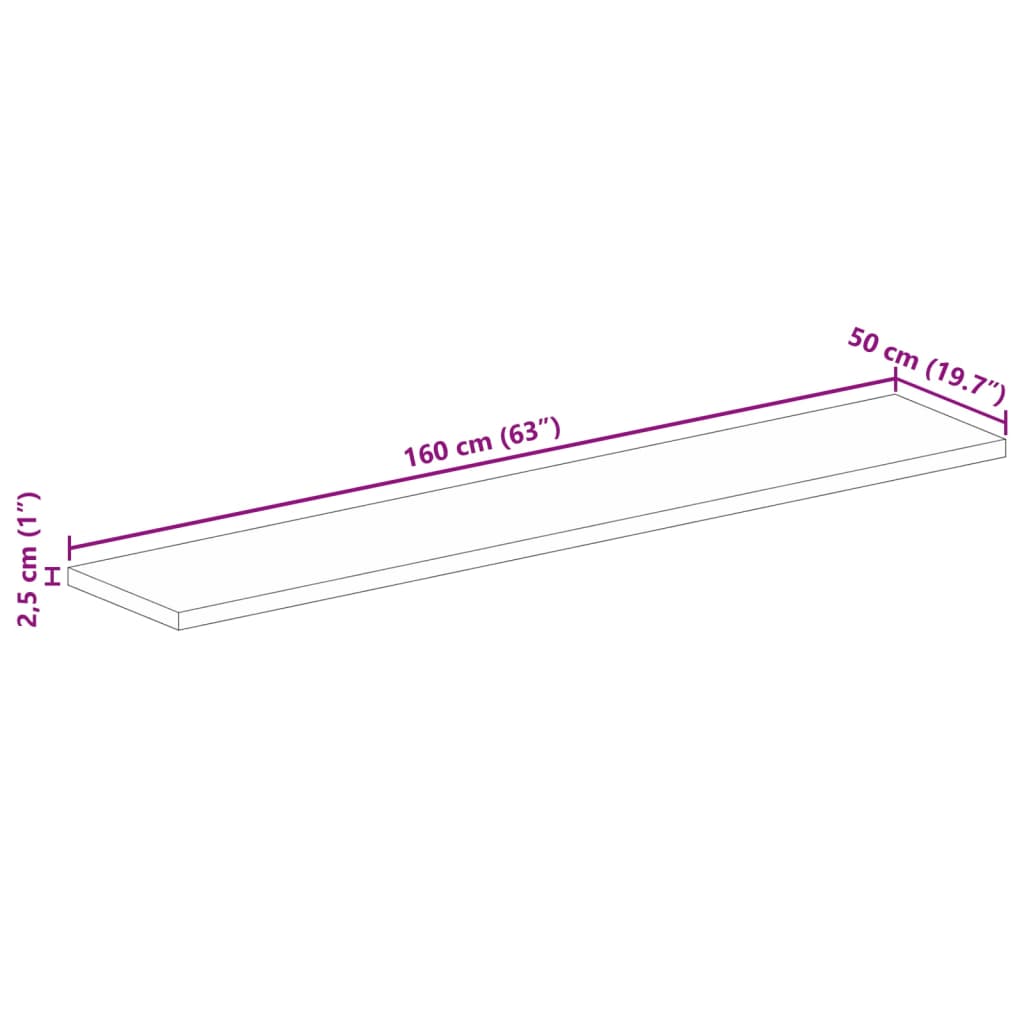 Tischplatte 160x50x2,5 cm Rechteckig Altholz Massiv