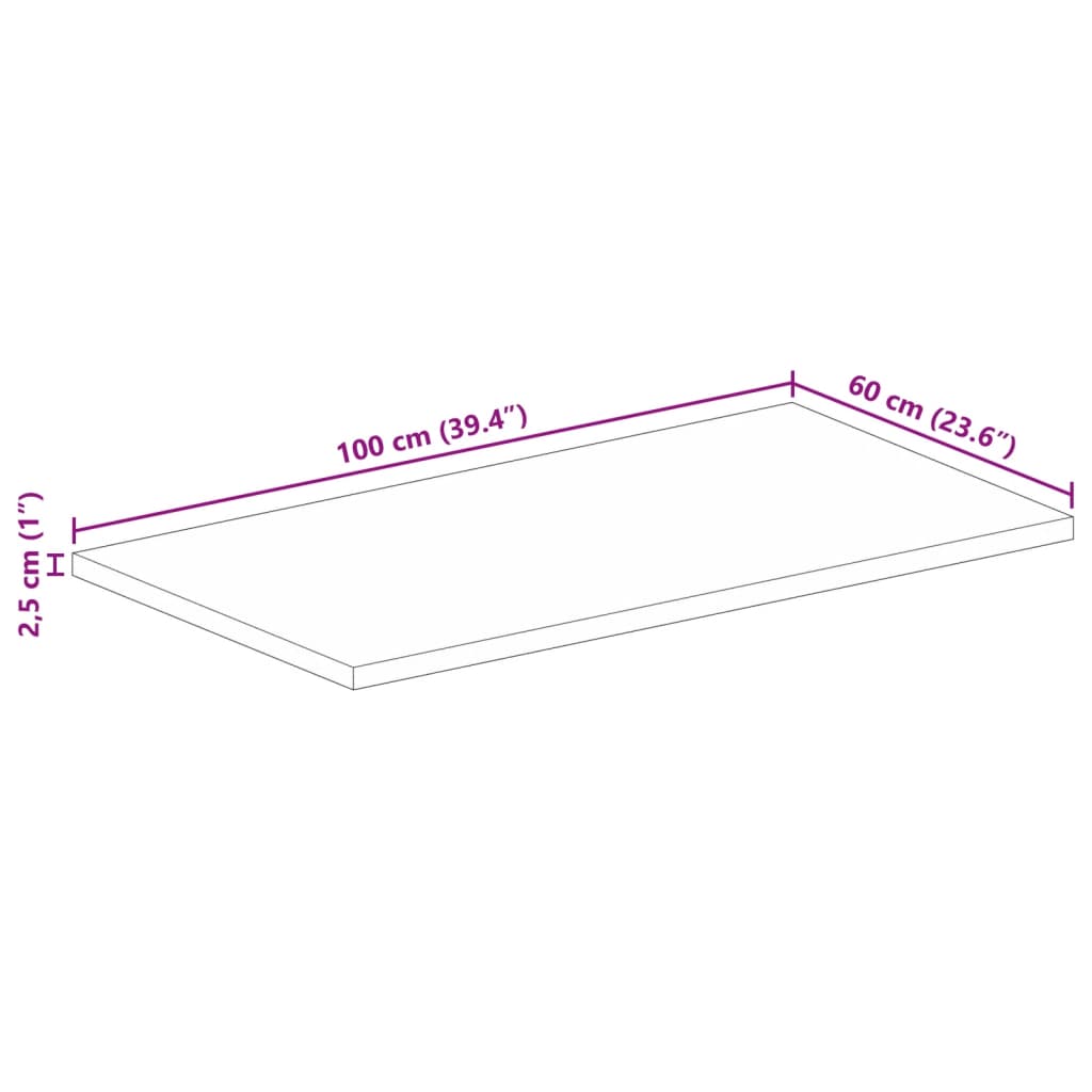 Tischplatte 100x60x2,5 cm Rechteckig Altholz Massiv