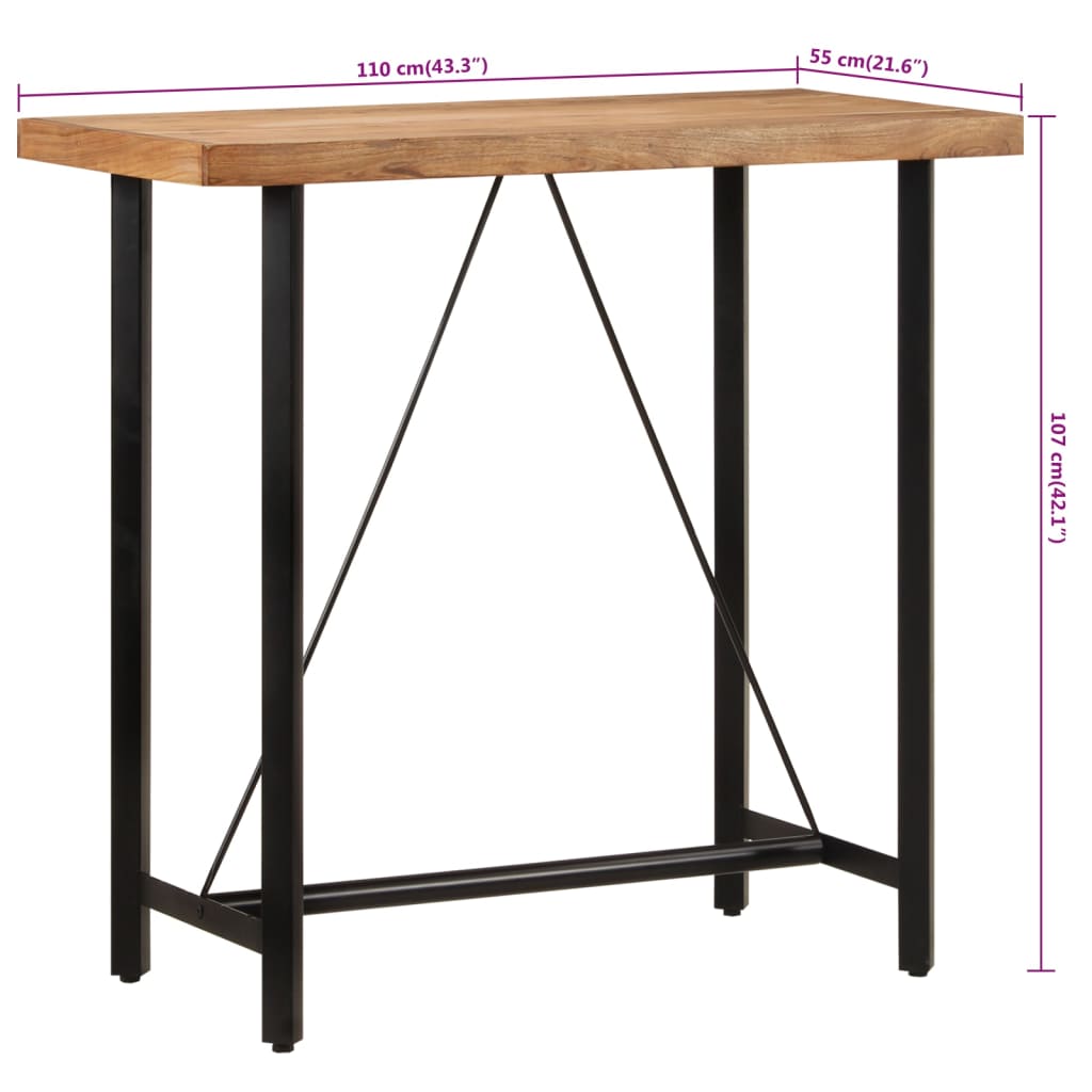 Bartisch 110x55x107 cm Massivholz Akazie und Eisen