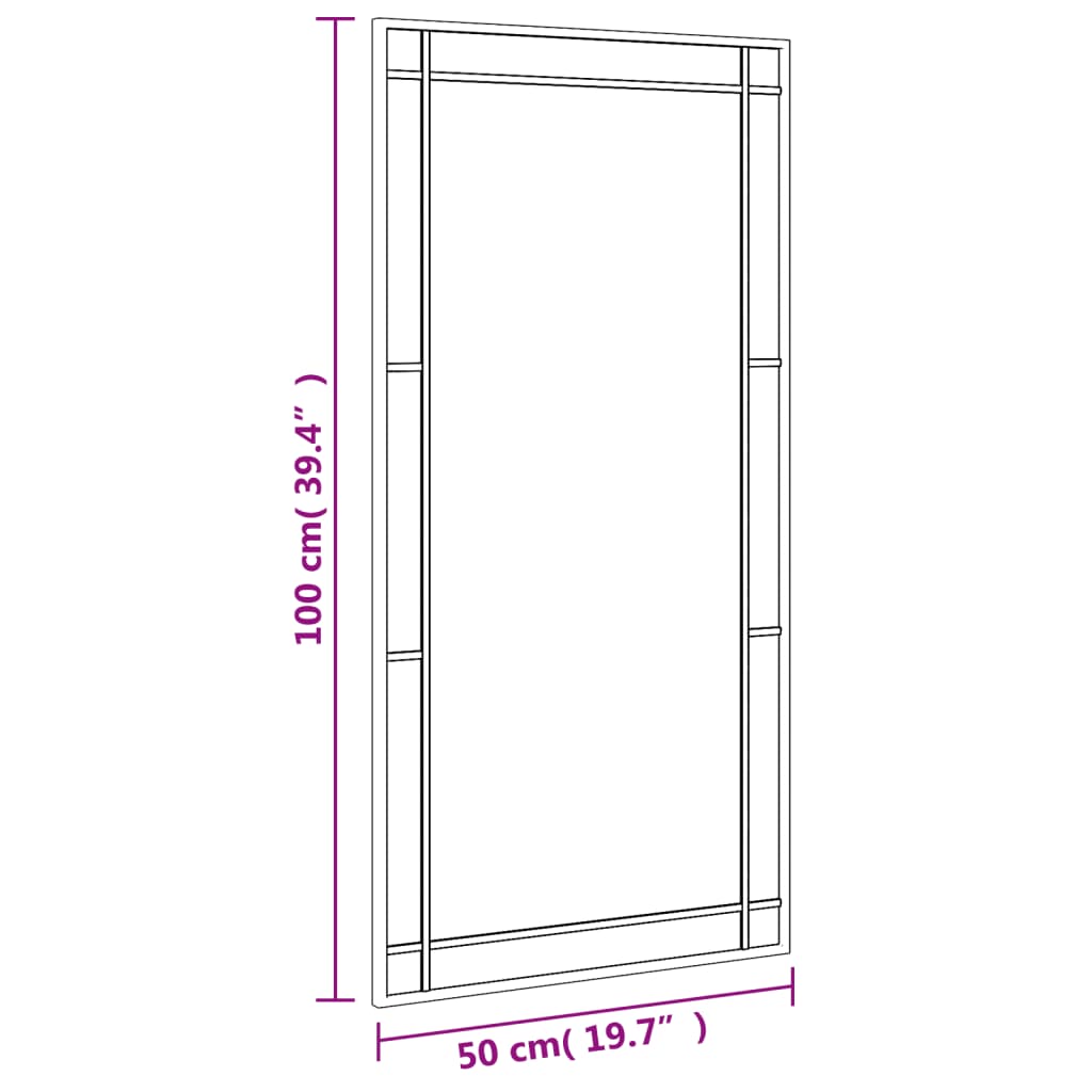 Wandspiegel Schwarz 50x100 cm Rechteckig Eisen