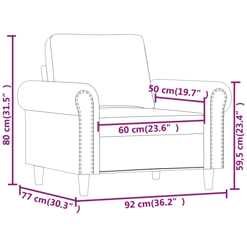 Sessel Schwarz 60 cm Samt