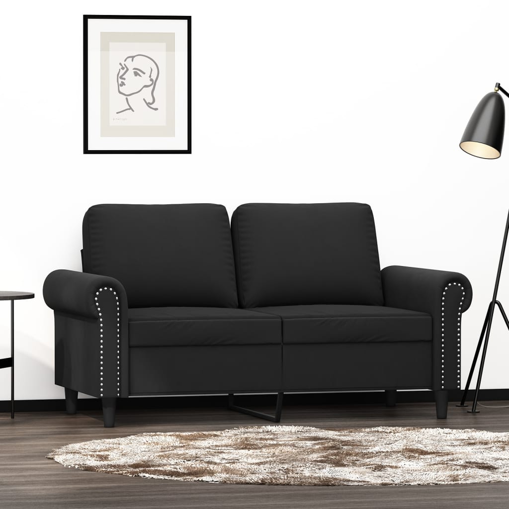 2-Sitzer-Sofa Schwarz 120 cm Samt