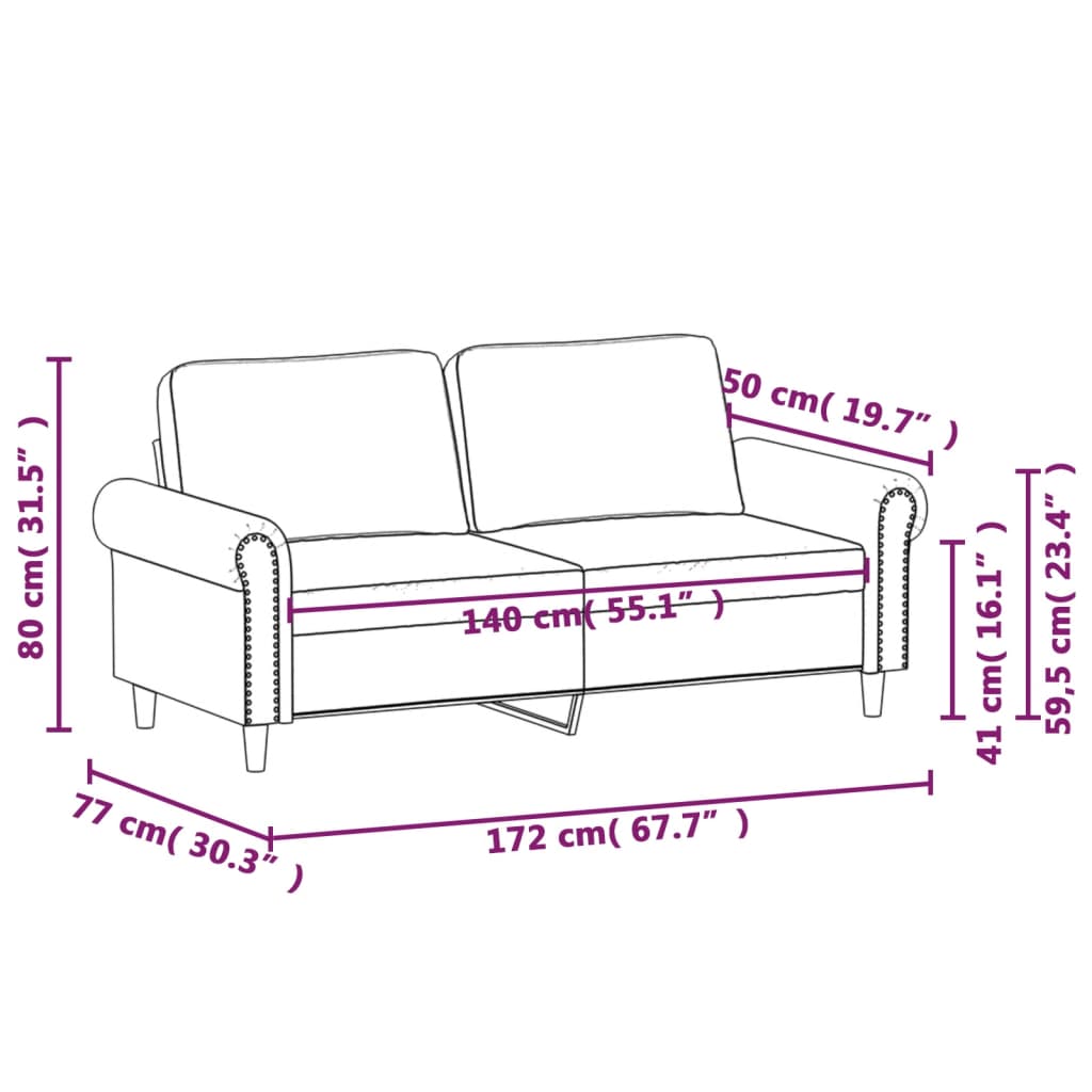 2-Sitzer-Sofa Weinrot 140 cm Samt