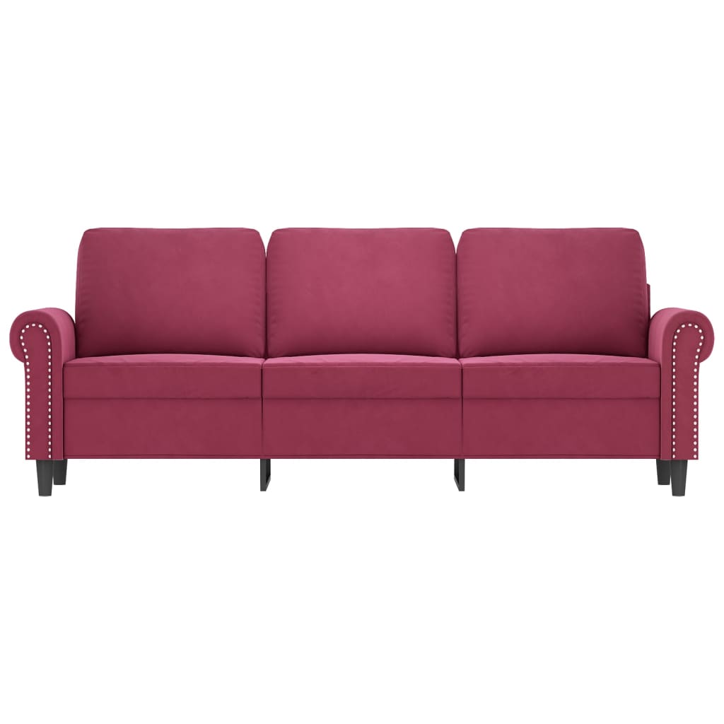 3-Sitzer-Sofa Weinrot 180 cm Samt