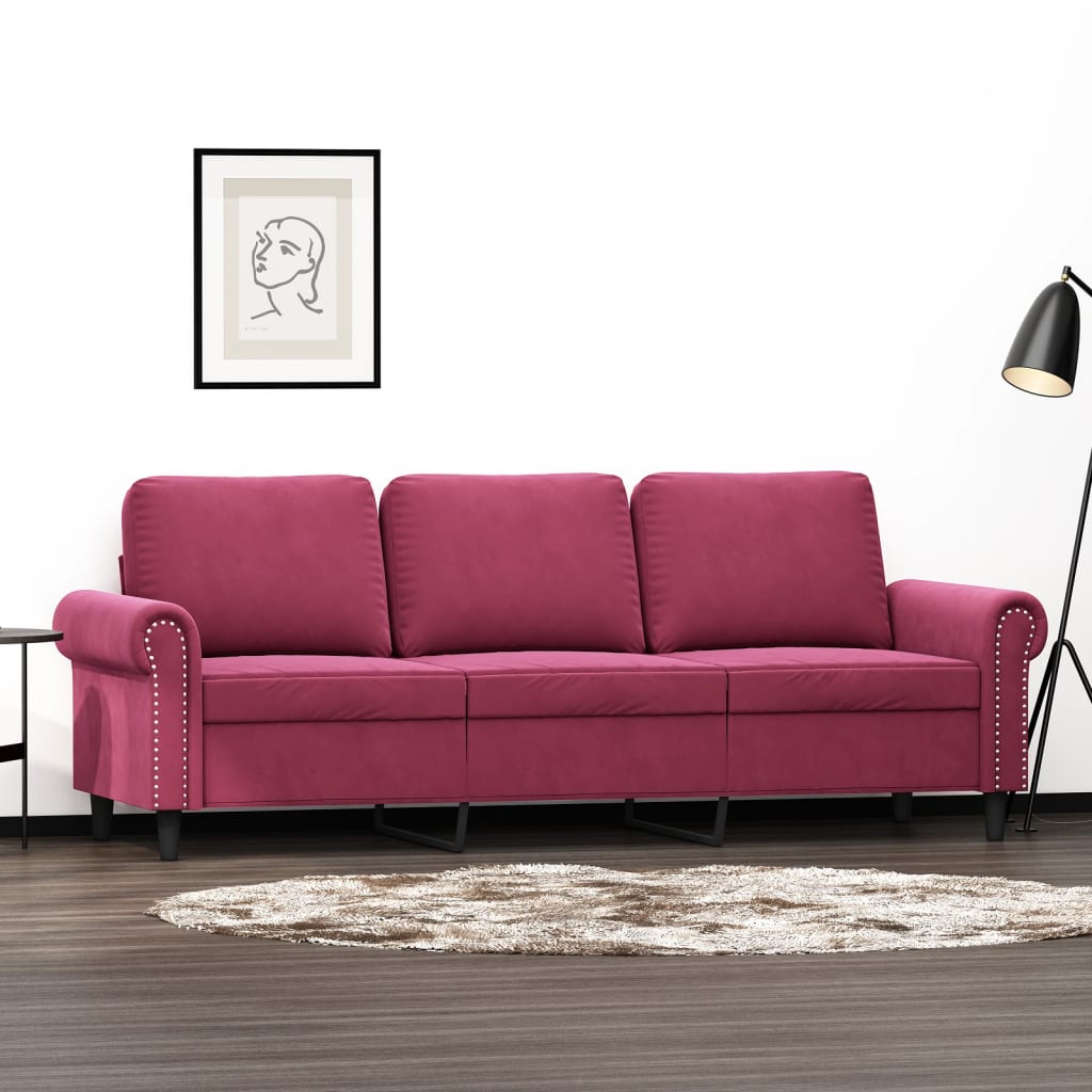 3-Sitzer-Sofa Weinrot 180 cm Samt