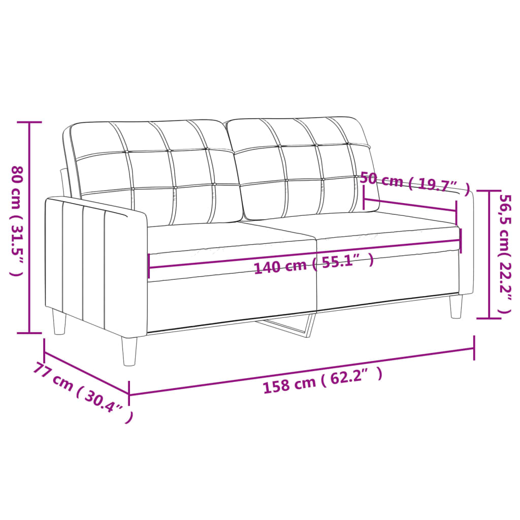 2-Sitzer-Sofa Creme 140 cm Stoff