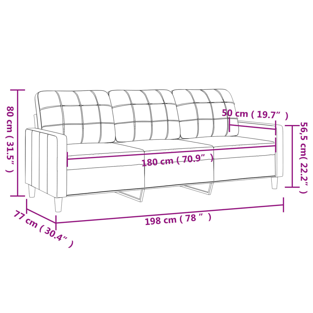 3-Sitzer-Sofa Hellgrau 180 cm Stoff