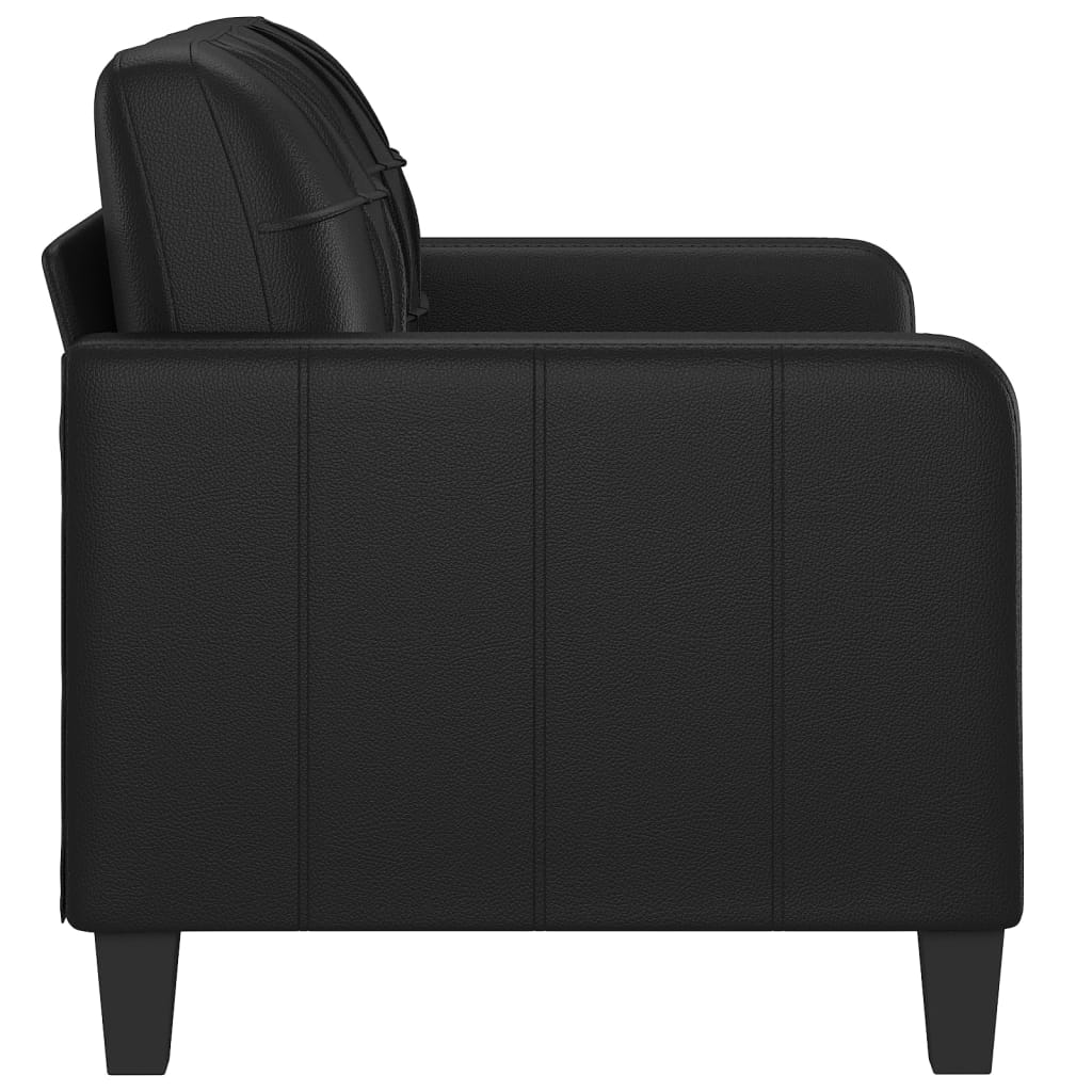 2-Sitzer-Sofa Schwarz 120 cm Kunstleder