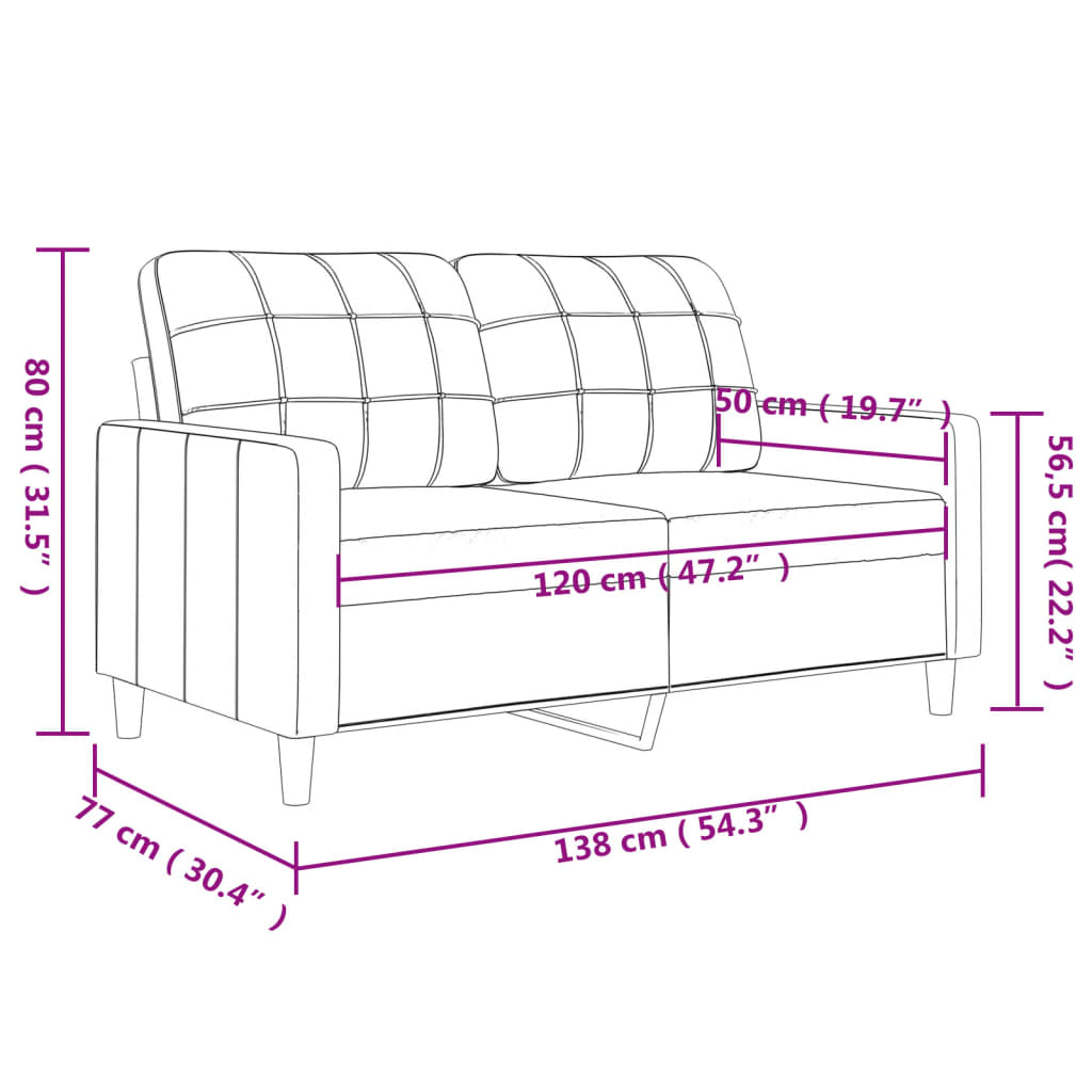 2-Sitzer-Sofa Creme 120 cm Kunstleder