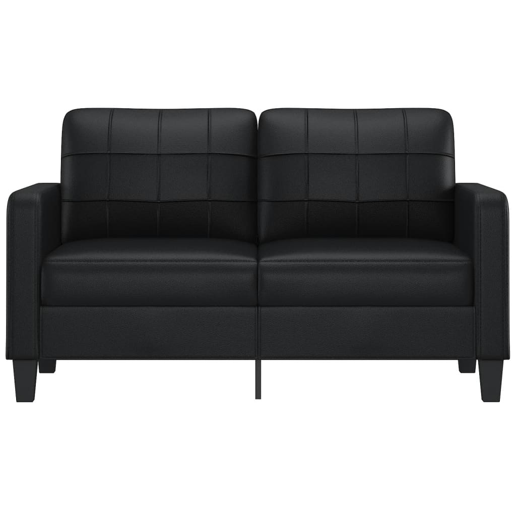 2-Sitzer-Sofa Schwarz 140 cm Kunstleder