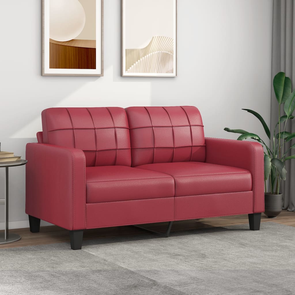 2-Sitzer-Sofa Weinrot 140 cm Kunstleder