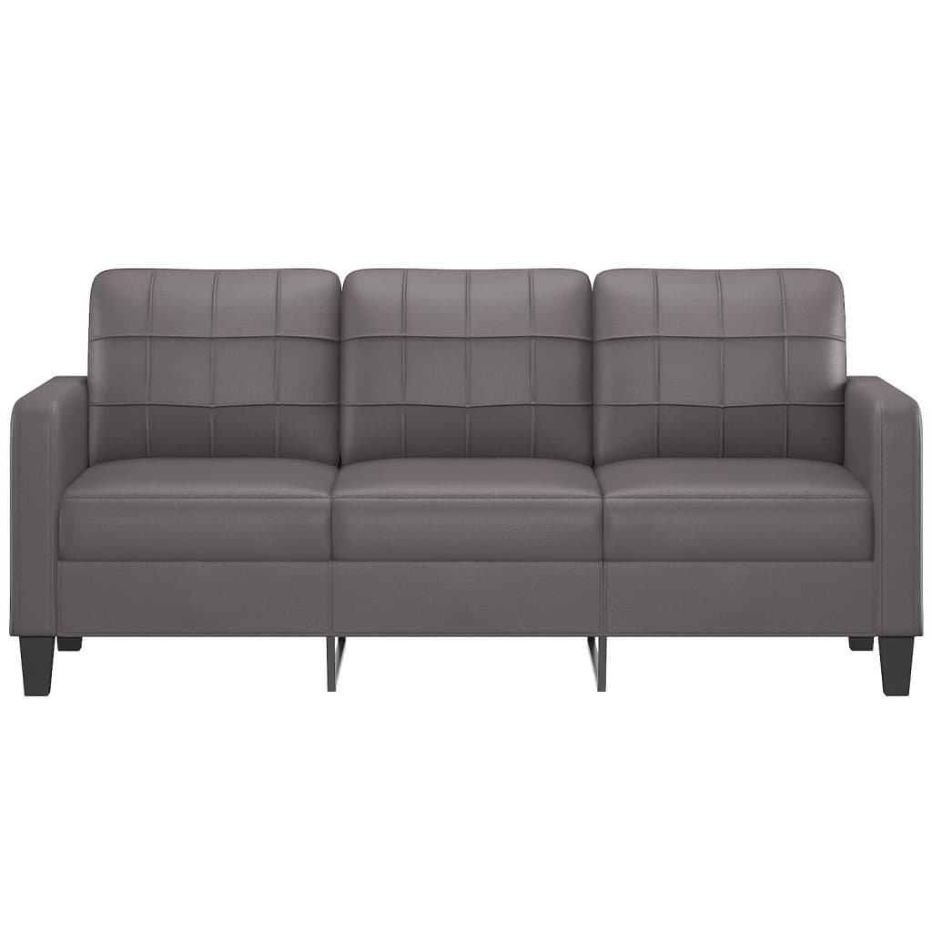 3-Sitzer-Sofa Grau 180 cm Kunstleder