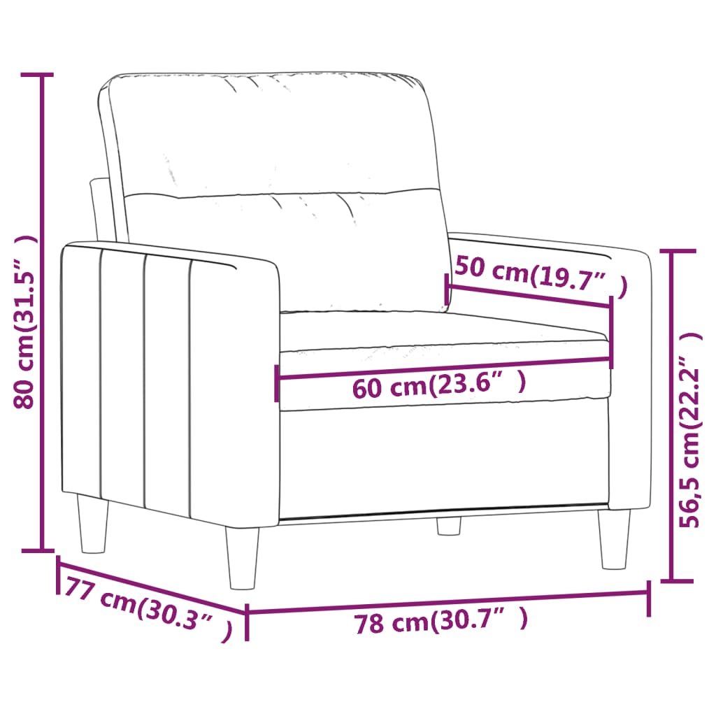 Sofasessel Hellgrau 60 cm Stoff