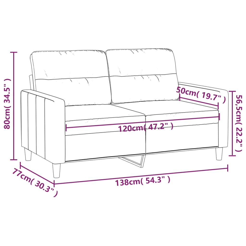 2-Sitzer-Sofa Weinrot 120 cm Stoff