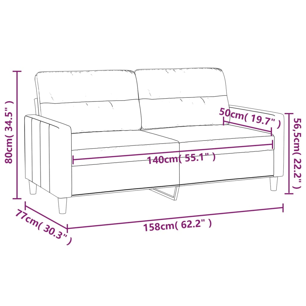 2-Sitzer-Sofa Hellgelb 140 cm Stoff