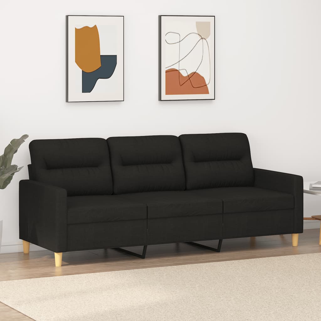 3-Sitzer-Sofa Schwarz 180 cm Stoff