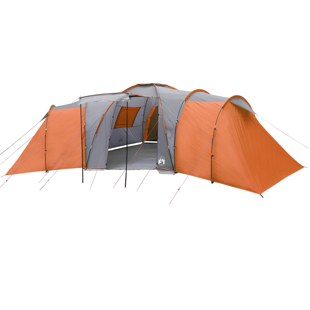 Campingzelt 12 Personen Grau & Orange 840x720x200 cm 185T Taft