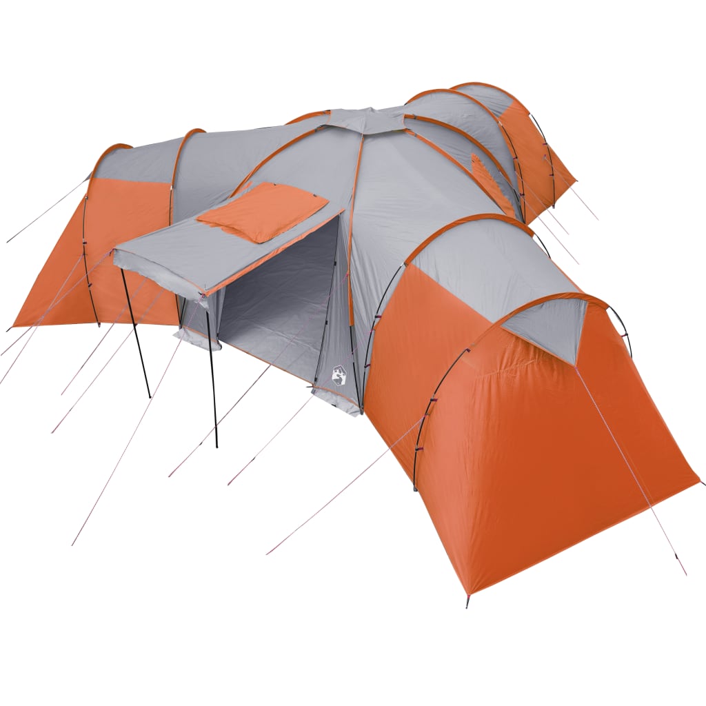 Campingzelt 12 Personen Grau & Orange 840x720x200 cm 185T Taft