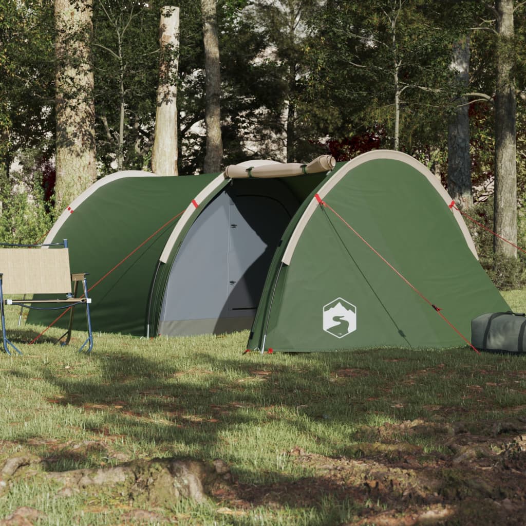 Campingzelt 4 Personen Grün 405x170x106 cm 185T Taft