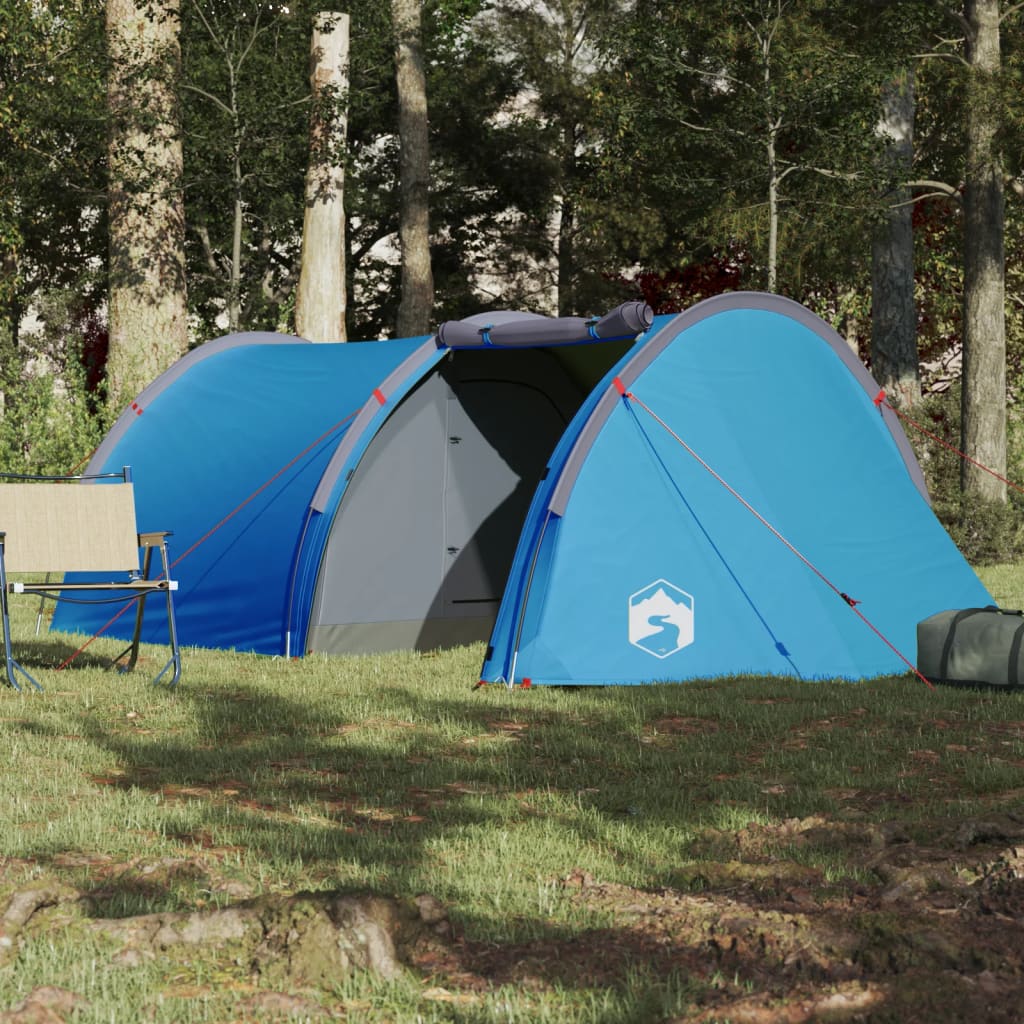 Campingzelt 4 Personen Blau 405x170x106 cm 185T Taft