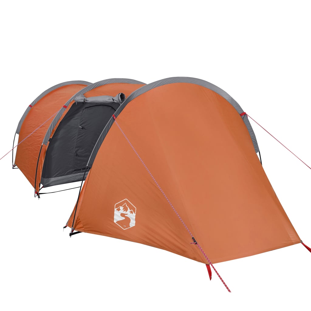 Campingzelt 4 Personen Grau & Orange 405x170x106 cm 185T Taft
