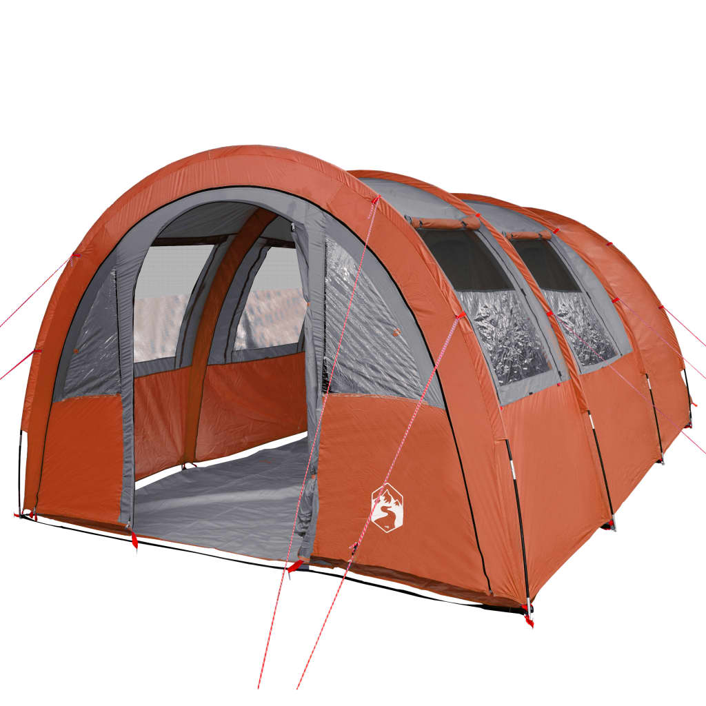 Campingzelt 4 Personen Grau & Orange 483x340x193 cm 185T Taft