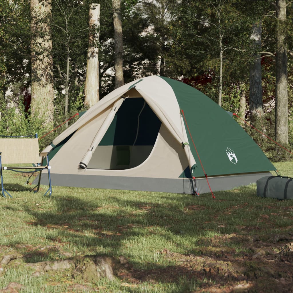 Campingzelt 6 Personen Grün 348x340x190 cm 190T Taft
