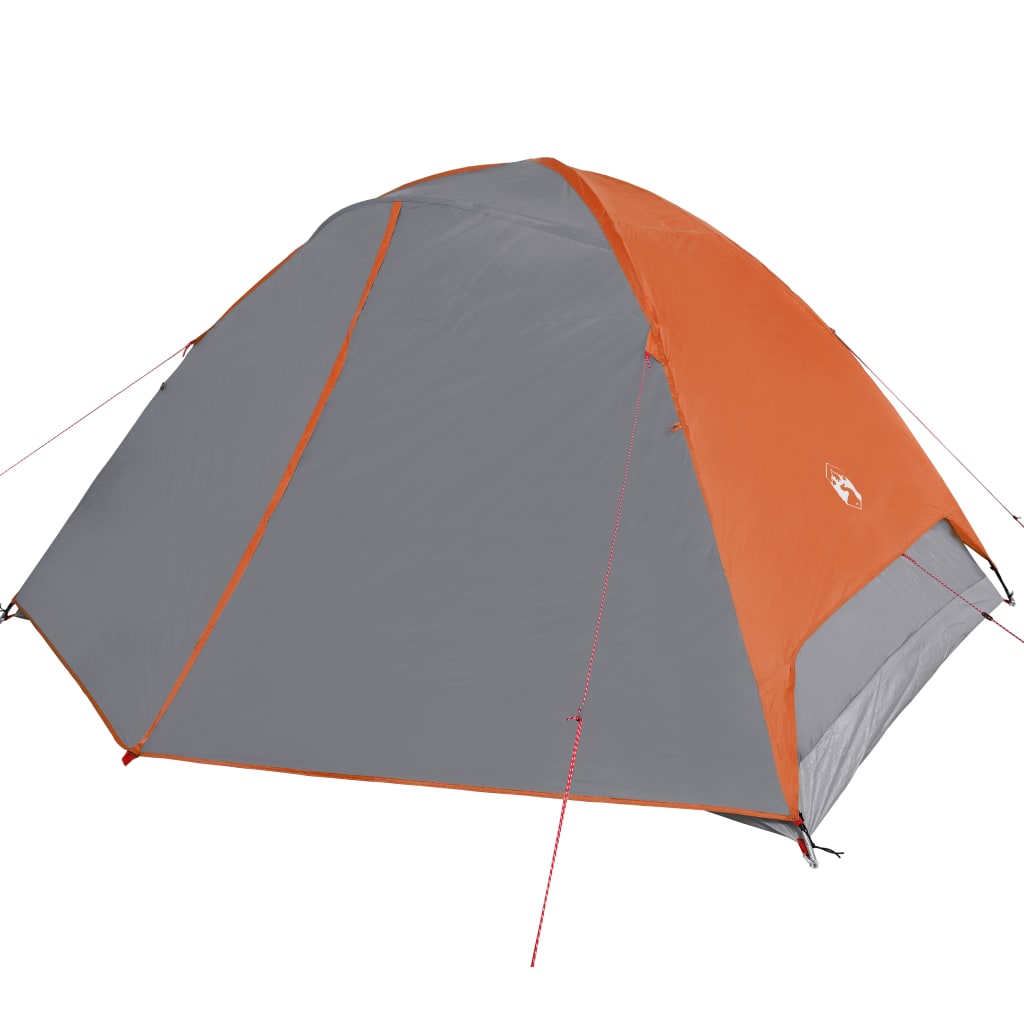 Campingzelt 6 Personen Grau & Orange 348x340x190 cm 190T Taft
