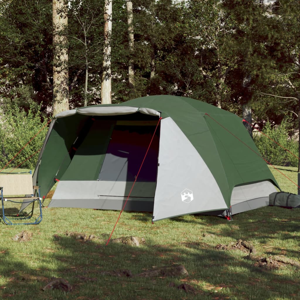 Campingzelt 4 Personen Grün 350x280x155 cm 190T Taft