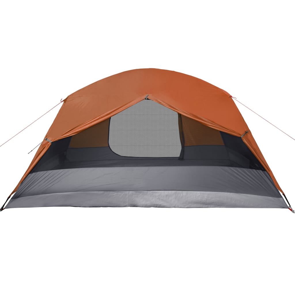 Campingzelt 4 Personen Grau & Orange 350x280x155 cm 190T Taft