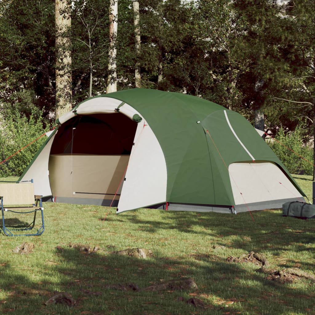 Campingzelt 8 Personen Grün 360x430x195 cm 190T Taft