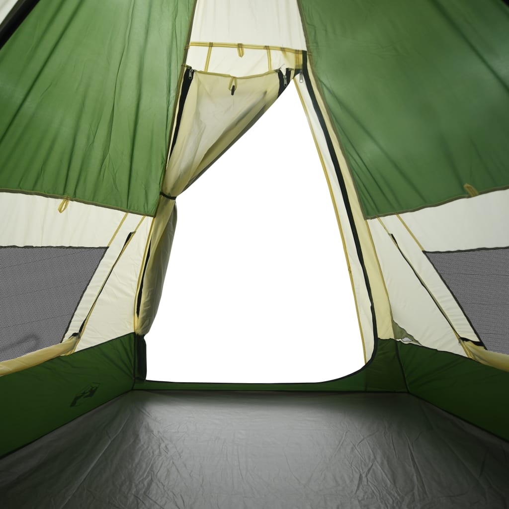 Campingzelt 7 Personen Grün 350x350x280 cm 185T Taft
